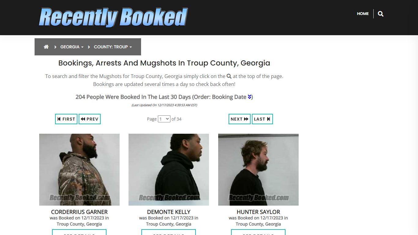 Recent bookings, Arrests, Mugshots in Troup County, Georgia
